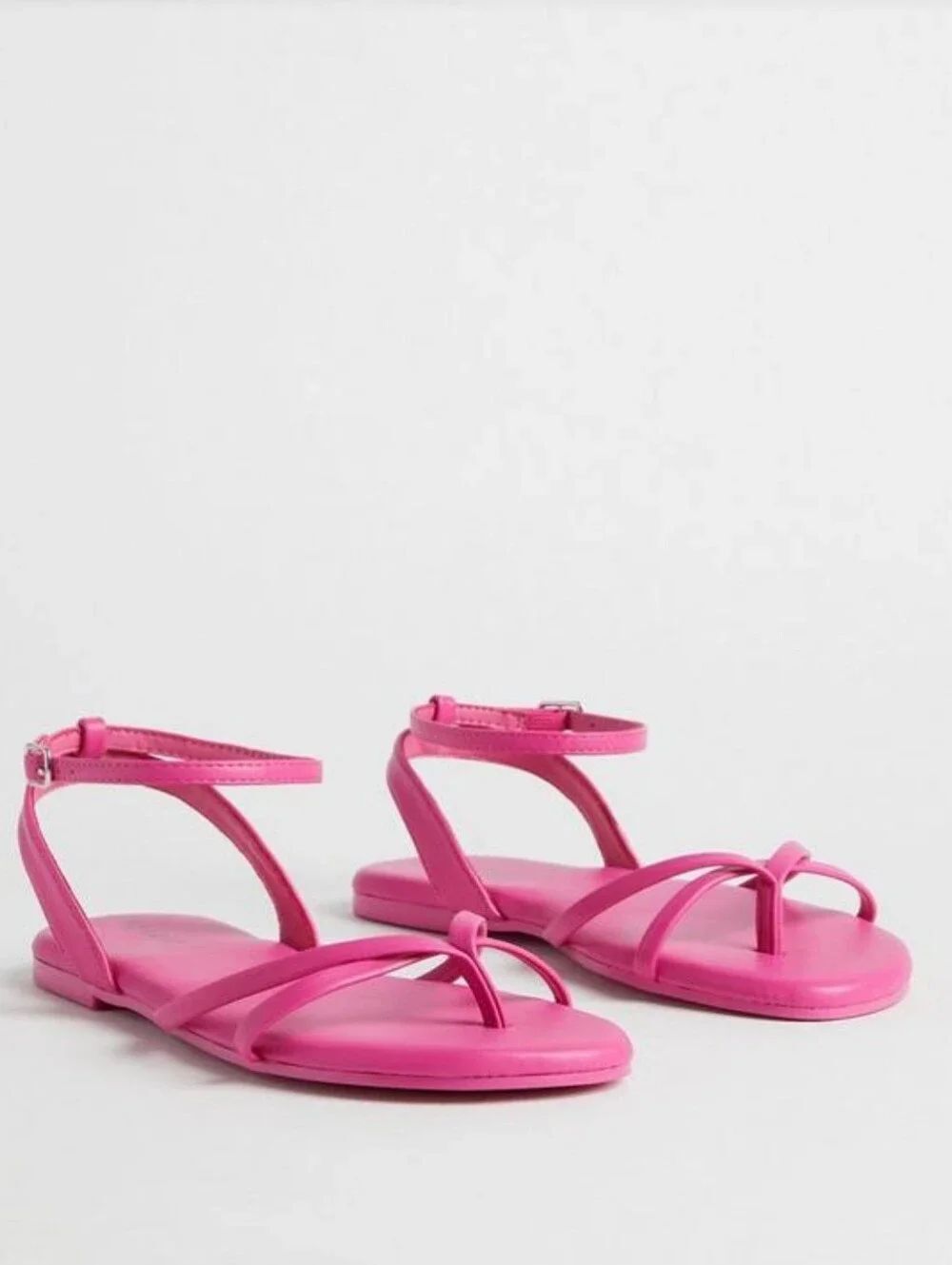 Torrid 7WW Fuschia Ankle-Strap Toe Loop Flat Sandals - New